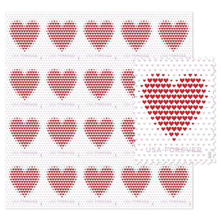 2020 Made of Hearts Forever Postage Stamps 100 pcs