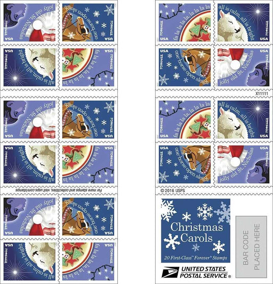 2017 Christmas Carols Booklet Forever Postage Stamps 100 pcs