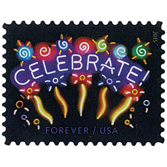 2015 Neon Celebrate! Stamps First-Class Forever Postage Stamps 100pcs